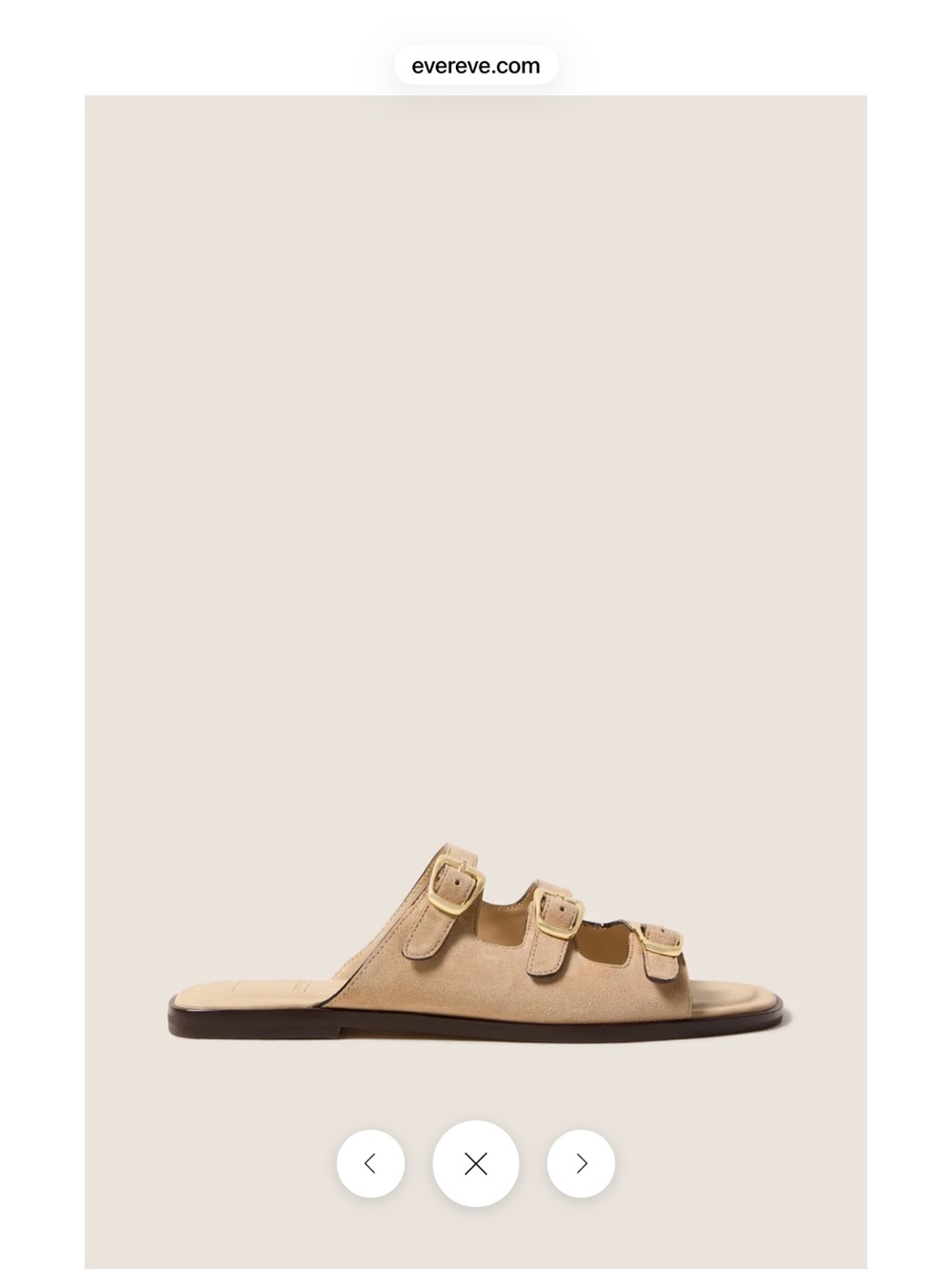 Dolce Vita Triple-Buckle Slide Sandals in Beige with Gold Buckles - Picture 2 of 8